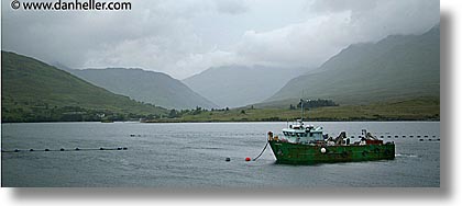 boats, connaught, connemara, europe, fishing, green, horizontal, ireland, irish, mayo, mayo county, panoramic, western ireland, photograph