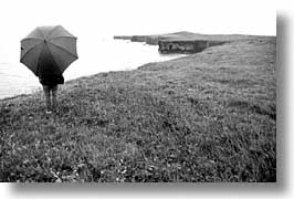 black and white, cork county, europe, horizontal, ireland, irish, loop head, loophead penninsula, munster, umbrellas, photograph
