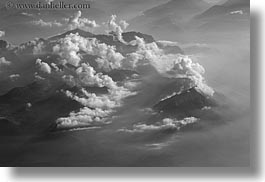 aerials, black and white, clouds, europe, horizontal, italy, photograph