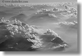 aerials, black and white, clouds, europe, horizontal, italy, photograph