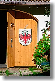 alto adige, barn, berghotel moseralm, dolomites, doors, europe, italy, moseralm, vertical, photograph