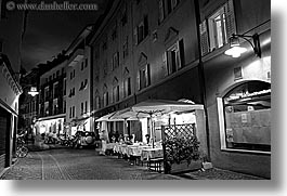 black and white, bolzano, dolomites, europe, horizontal, italy, nite, slow exposure, streets, photograph