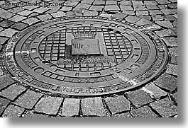 black and white, bolzano, dolomites, europe, horizontal, italy, manholes, streets, photograph