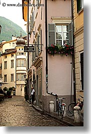 bicycles, bolzano, dolomites, empty, europe, italy, streets, vertical, photograph