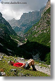 alto adige, cortina group, dolomites, europe, italy, norman, relaxing, senior, vertical, photograph