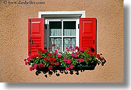 alto adige, dolomites, europe, flowers, horizontal, italy, windows, photograph