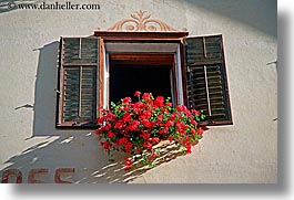 alto adige, dolomites, europe, flowers, horizontal, italy, windows, photograph