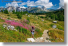 alto adige, dolomites, europe, hikers, horizontal, italy, la rocchetta, photograph