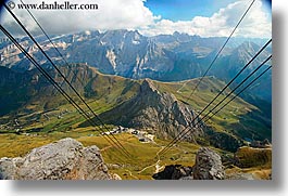 alto adige, cablecar, dolomites, europe, horizontal, italy, latemar, views, wires, photograph