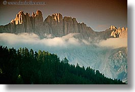 alto adige, dawn, dolomites, europe, fog, horizontal, italy, latemar, photograph