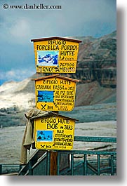 alto adige, dolomites, europe, italy, latemar, rifugio, signs, vertical, photograph