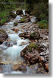 alto adige, babbling, brook, dolomites, europe, italy, nature, slow exposure, vertical, photograph