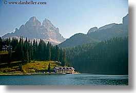 alto adige, dolomites, europe, horizontal, houses, italy, lakes, mountains, nature, photograph