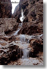 alto adige, dolomites, europe, italy, nature, slow exposure, vertical, waterfalls, photograph