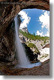 alto adige, dolomites, europe, fisheye lens, italy, nature, vertical, waterfalls, photograph