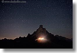 alto adige, dolomites, europe, giau, gusela mountain, horizontal, italy, long exposure, nite, pass, passo giau, star trails, stars, photograph