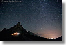 alto adige, dolomites, europe, giau, gusela mountain, horizontal, italy, long exposure, nite, pass, passo giau, star trails, stars, photograph