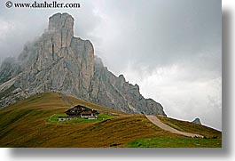 alto adige, dolomites, europe, fog, gusela, gusela mountain, horizontal, italy, mountains, passo giau, photograph