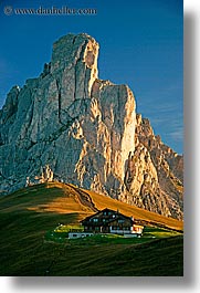 alto adige, dolomites, europe, gusela, gusela mountain, italy, morning, mountains, passo giau, vertical, photograph