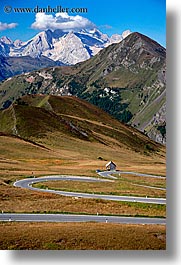 alto adige, dolomites, europe, giau, huts, italy, passo, passo giau, roads, vertical, photograph