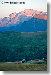 alto adige, dolomites, europe, huts, italy, passo giau, sunrise, vertical, photograph