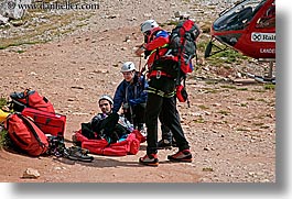 alto adige, dolomites, europe, help, hikers, horizontal, injured, italy, men, people, photograph