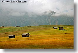 alto adige, dolomites, europe, horizontal, houses, italy, rosengarten, photograph