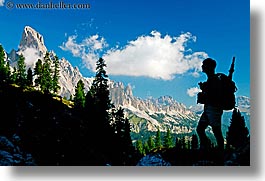 alto adige, dolomites, europe, hikers, horizontal, italy, silhouettes, photograph