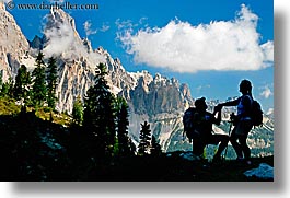 alto adige, dolomites, europe, hikers, horizontal, italy, silhouettes, photograph