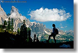 alto adige, dolomites, europe, hikers, horizontal, italy, silhouettes, photograph