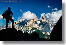 alto adige, dolomites, europe, hikers, horizontal, italy, silhouettes, photograph