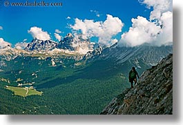 alto adige, clouds, dolomites, edge, europe, hikers, horizontal, italy, mountains, silhouettes, photograph