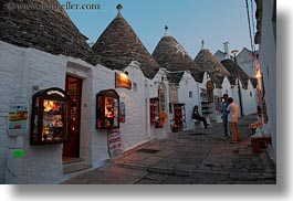 alberobello, buildings, europe, horizontal, italy, puglia, stores, streets, structures, towns, trullis, photograph