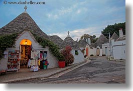 alberobello, buildings, europe, horizontal, italy, puglia, stores, streets, structures, towns, trullis, photograph