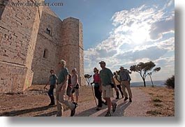 andria, castel del monte, castles, europe, hikers, horizontal, italy, octogonal, puglia, photograph