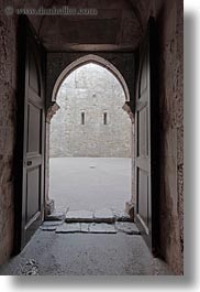 andria, castel del monte, doors, europe, interiors, italy, puglia, vertical, photograph
