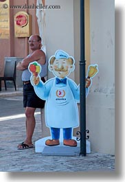 bald, emotions, europe, gallipoli, humor, ice cream, italy, men, mustache, people, puglia, signs, vertical, photograph