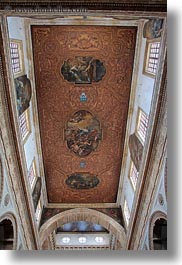 buildings, ceilings, churches, europe, gallipoli, italy, perspective, puglia, religious, st agata cathedral, structures, upview, vertical, photograph