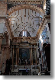 buildings, churches, europe, gallipoli, italy, ornate, perspective, puglia, pulpit, religious, st agata cathedral, structures, upview, vertical, photograph