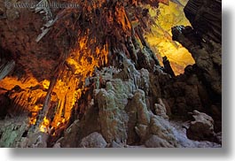 caves, europe, glow, grotte di castellana, horizontal, italy, lighted, lights, limestone, materials, oranges, perspective, puglia, rocks, stalactites, stalagmites, stones, upview, photograph