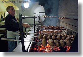 cooking, cooks, europe, flame, foods, horizontal, italy, matera, men, open, over, people, puglia, restaurants, photograph