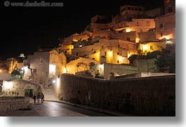 blocks, buildings, cityscapes, europe, glow, homes, horizontal, italy, lights, matera, nite, puglia, roads, slow exposure, structures, towns, photograph