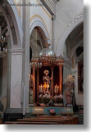 candles, churches, europe, italy, noci, pews, puglia, vertical, photograph