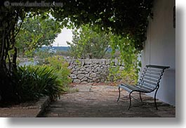 artifacts, benches, europe, horizontal, italy, ivy, masseria murgia albanese, noci, puglia, photograph