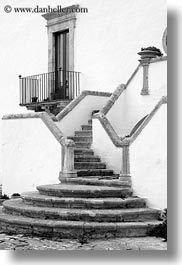 black and white, europe, fronts, houses, italy, masseria murgia albanese, noci, puglia, stairs, vertical, photograph