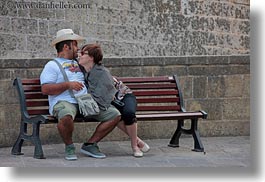 benches, europe, horizontal, italy, lovers, otranto, people, puglia, photograph