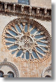 buildings, churches, europe, glasses, italy, puglia, stained, trani, vertical, windows, photograph
