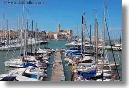 bell towers, boats, churches, europe, harbor, horizontal, italy, puglia, trani, photograph