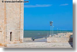 bicycles, europe, horizontal, italy, long, men, people, piers, puglia, trani, walking, photograph