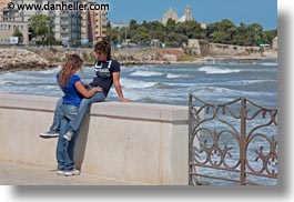 couples, europe, horizontal, italy, people, puglia, seaside, teenage, trani, walls, photograph